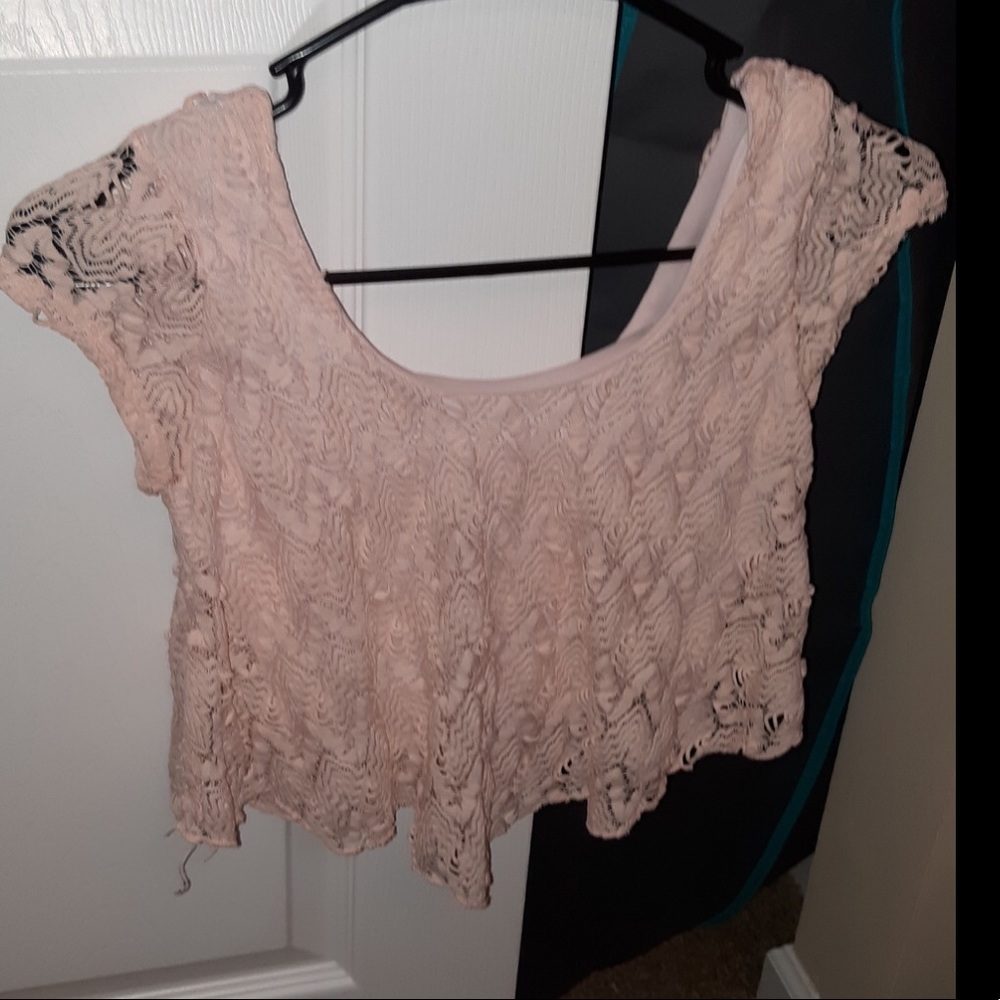 light pink lace crop top